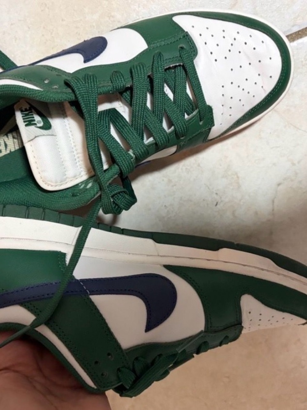 Nike Kids Green, White & Navy Low-Top Sneakers